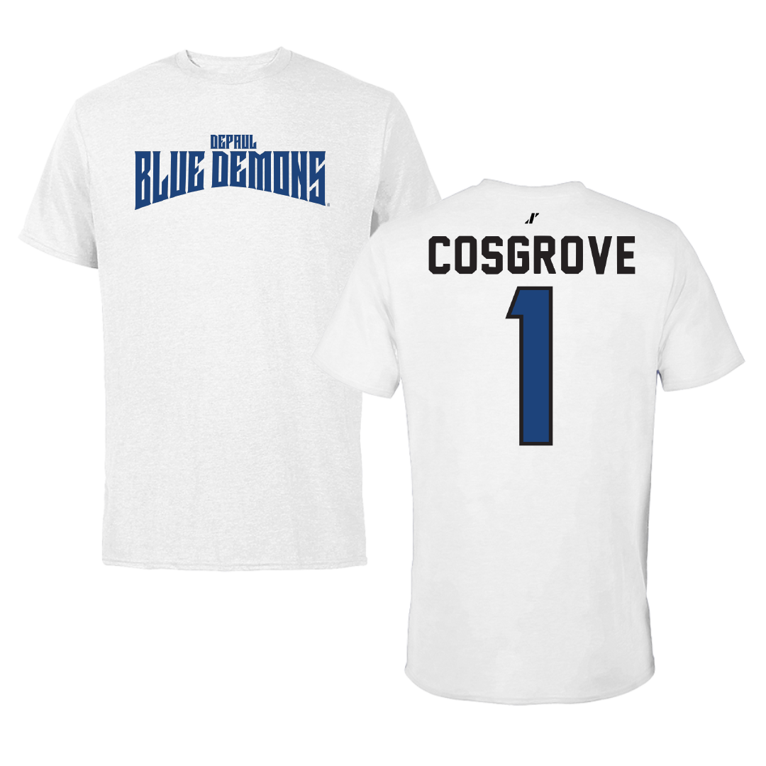 DePaul University Softball White Classic Tee - #1 Baylee Cosgrove
