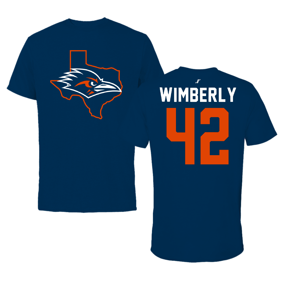 University of Texas at San Antonio Football Navy State Tee - #42 Daemian Wimberly