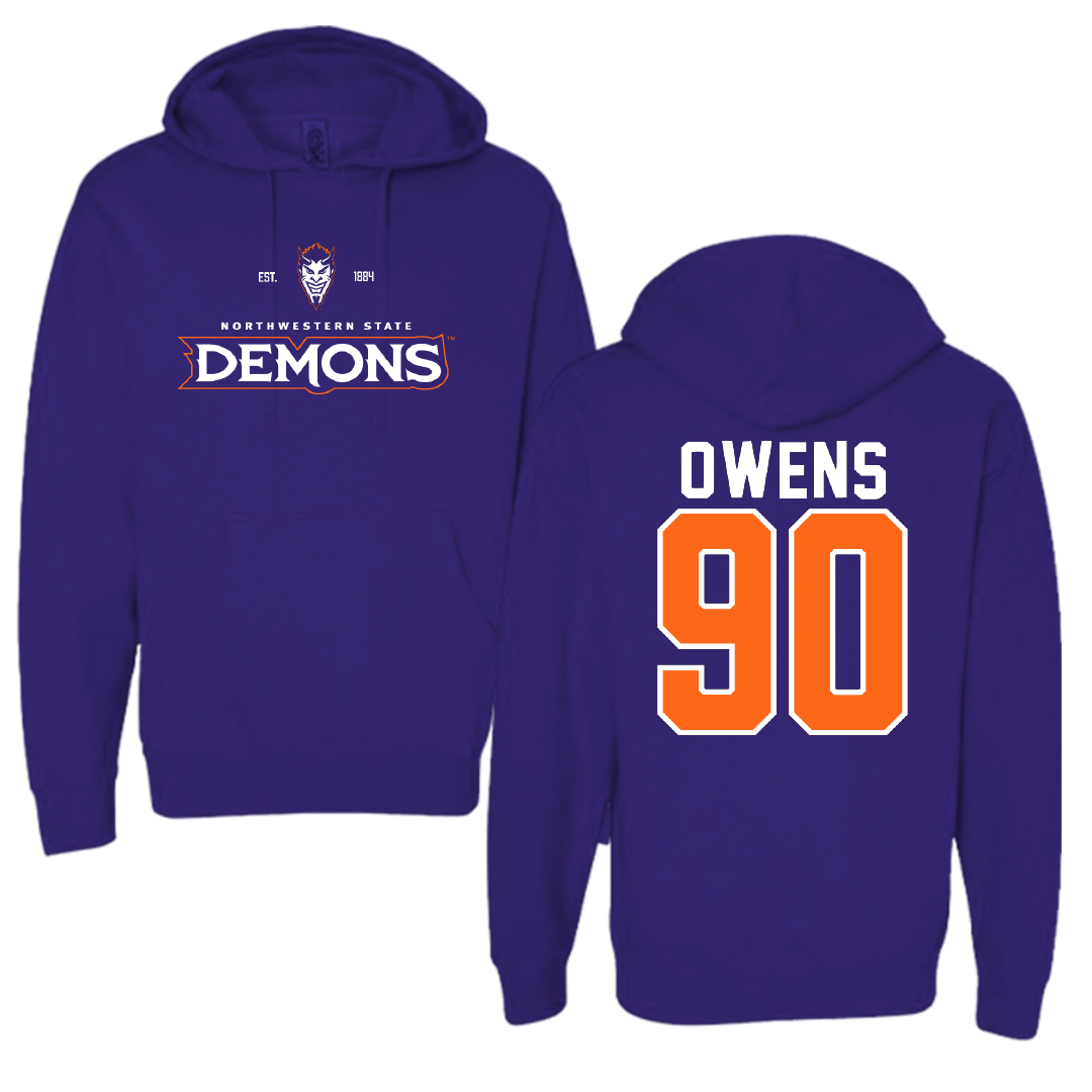 Northwestern State University Football Purple General Hoodie - #90 Chancellor Owens