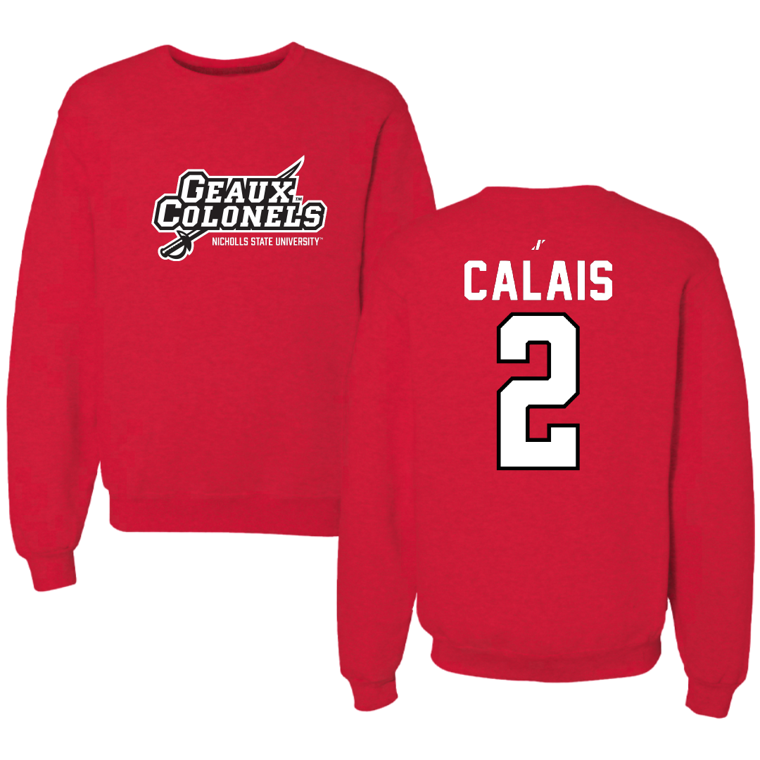 Nicholls State University Volleyball Red General Crewneck - #2 Ava-Claire Calais