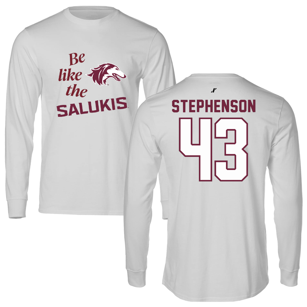 Southern Illinois University at Carbondale Football Light Gray Be Like Us Performance Long Sleeve - #43 Cade Stephenson