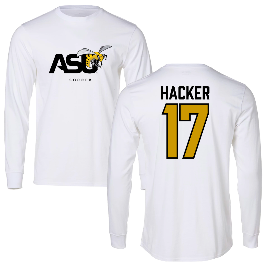 Alabama State University Soccer White Performance Long Sleeve - #17 McKinley Hacker