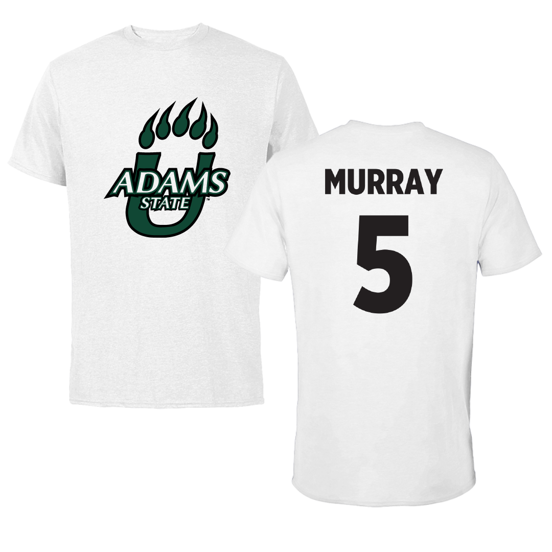 Adams State University Baseball White Performance Tee - #5 Connor Murray