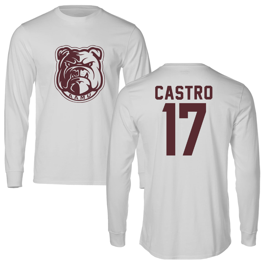 Alabama A&M University Baseball Light Gray Performance Long Sleeve - #17 Isaac Castro