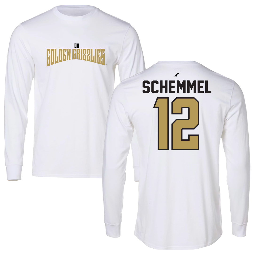 Oakland University Ice Hockey White Classic Performance Long Sleeve - #12 Drew Schemmel