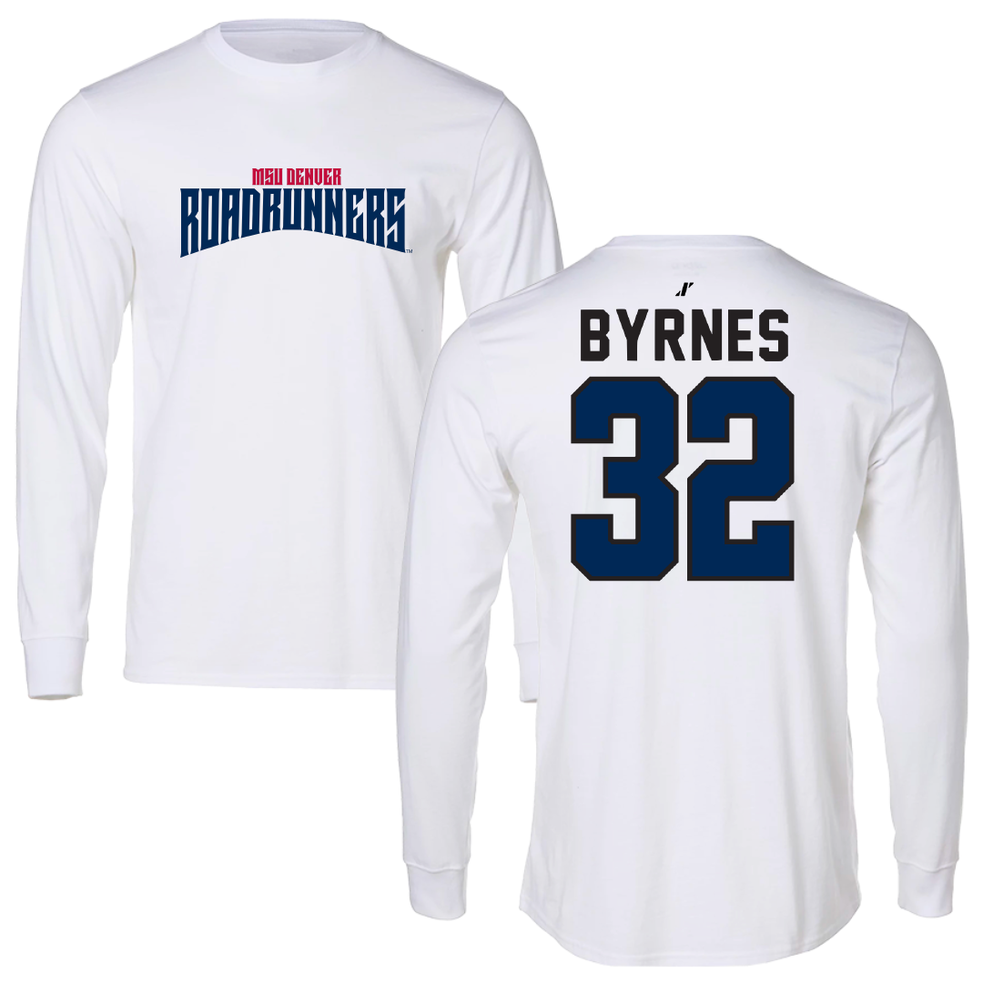 Metropolitan State University of Denver Basketball White Classic Performance Long Sleeve - #32 Amanda Byrnes