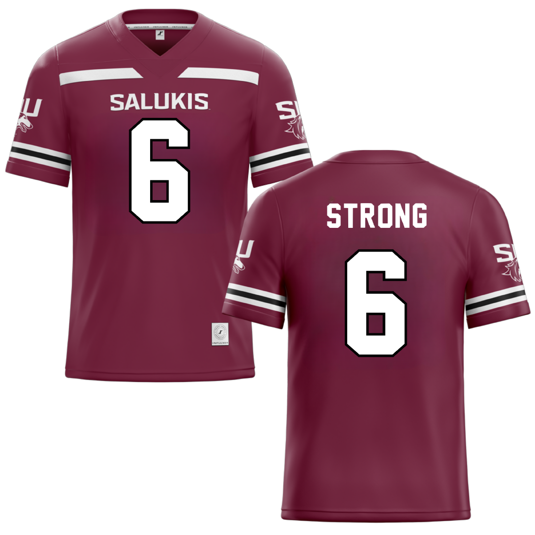 Southern Illinois University at Carbondale Maroon Football Jersey - #6 Justin Strong