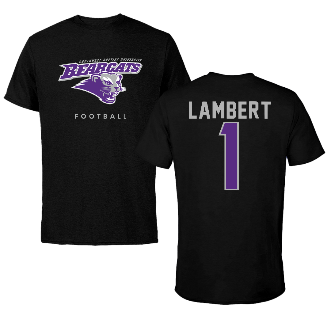 Southwest Baptist University Football Black Tee - #1 Avery Lambert