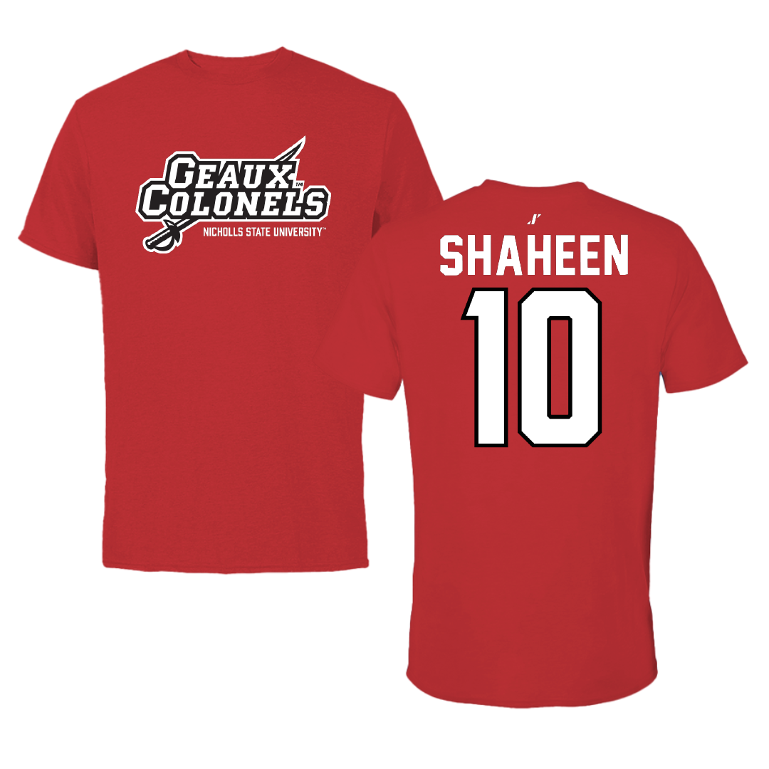 Nicholls State University Football Red General Performance Tee - #10 Hayden Shaheen