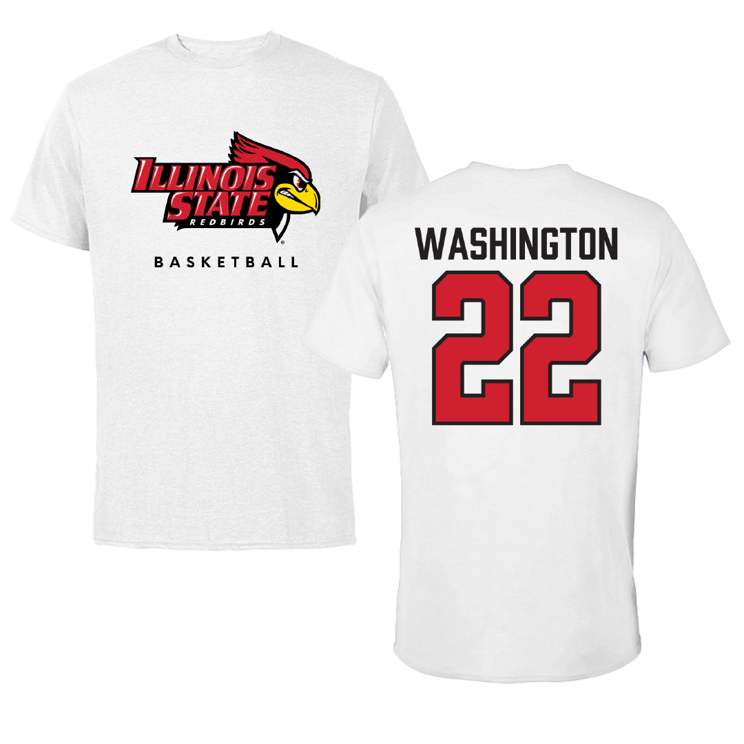 Illinois State University Basketball White Tee - #22 Doneelah Washington