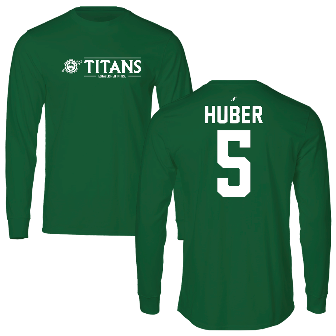 Illinois Wesleyan University Basketball Green General Performance Long Sleeve - #5 Lauren Huber