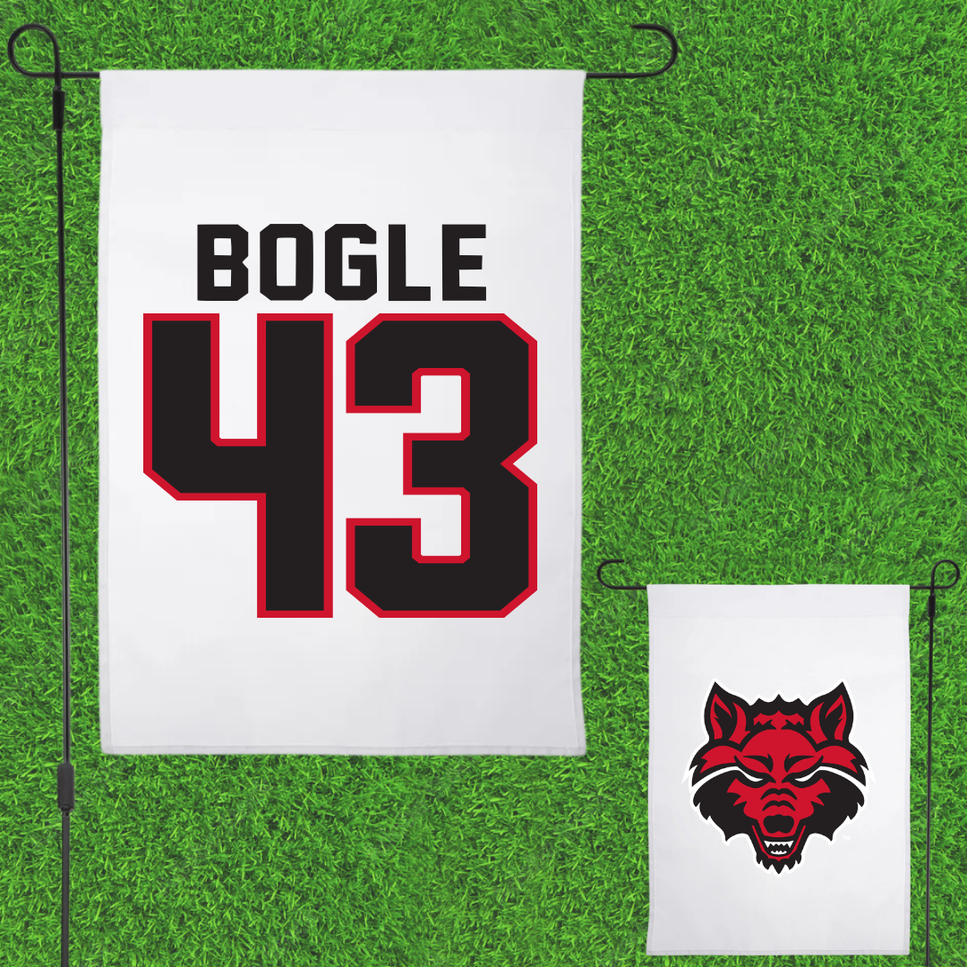Arkansas State University Football White Garden Flag - #43 Chase Bogle