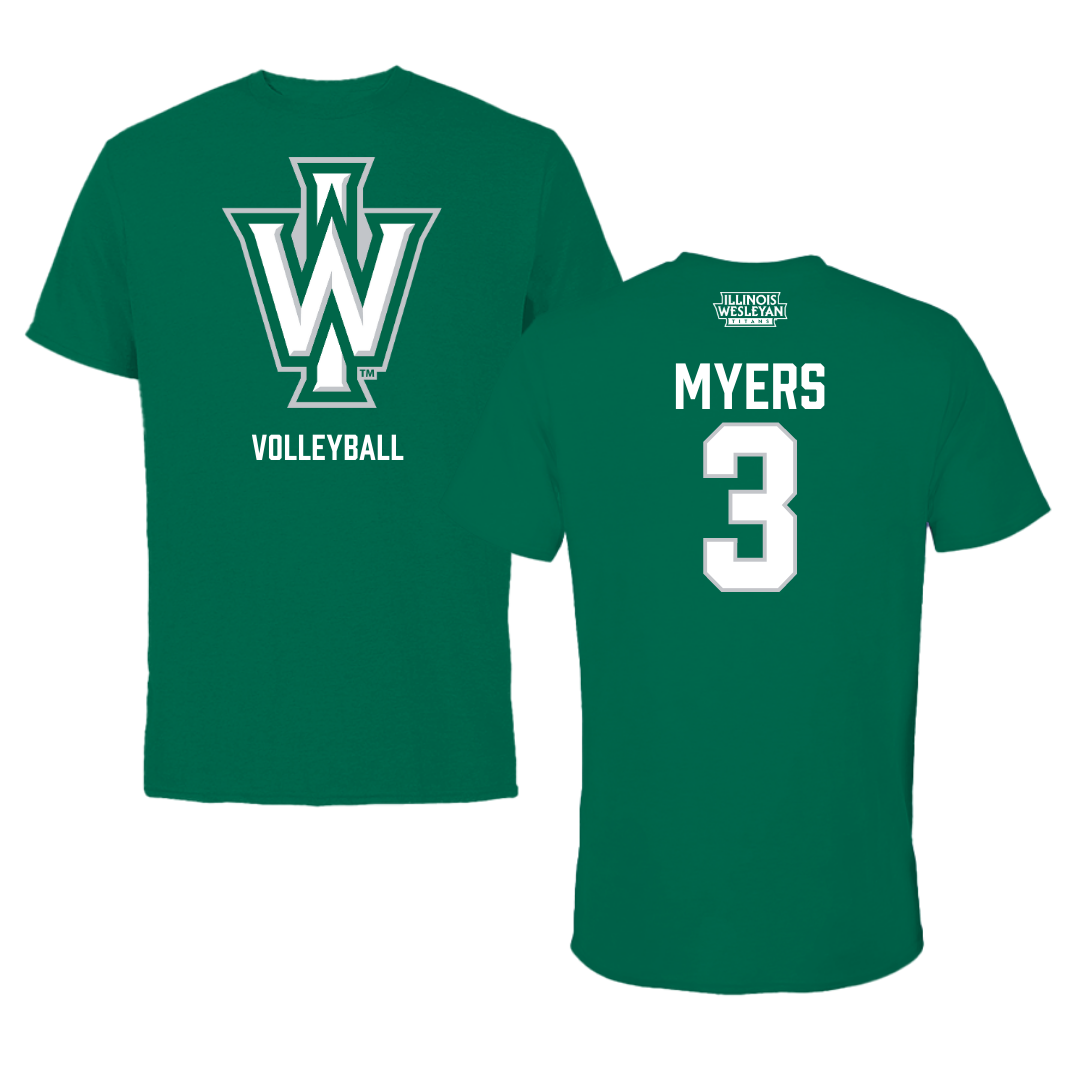 Illinois Wesleyan University Volleyball Green Performance Tee - #3 Ryan Myers