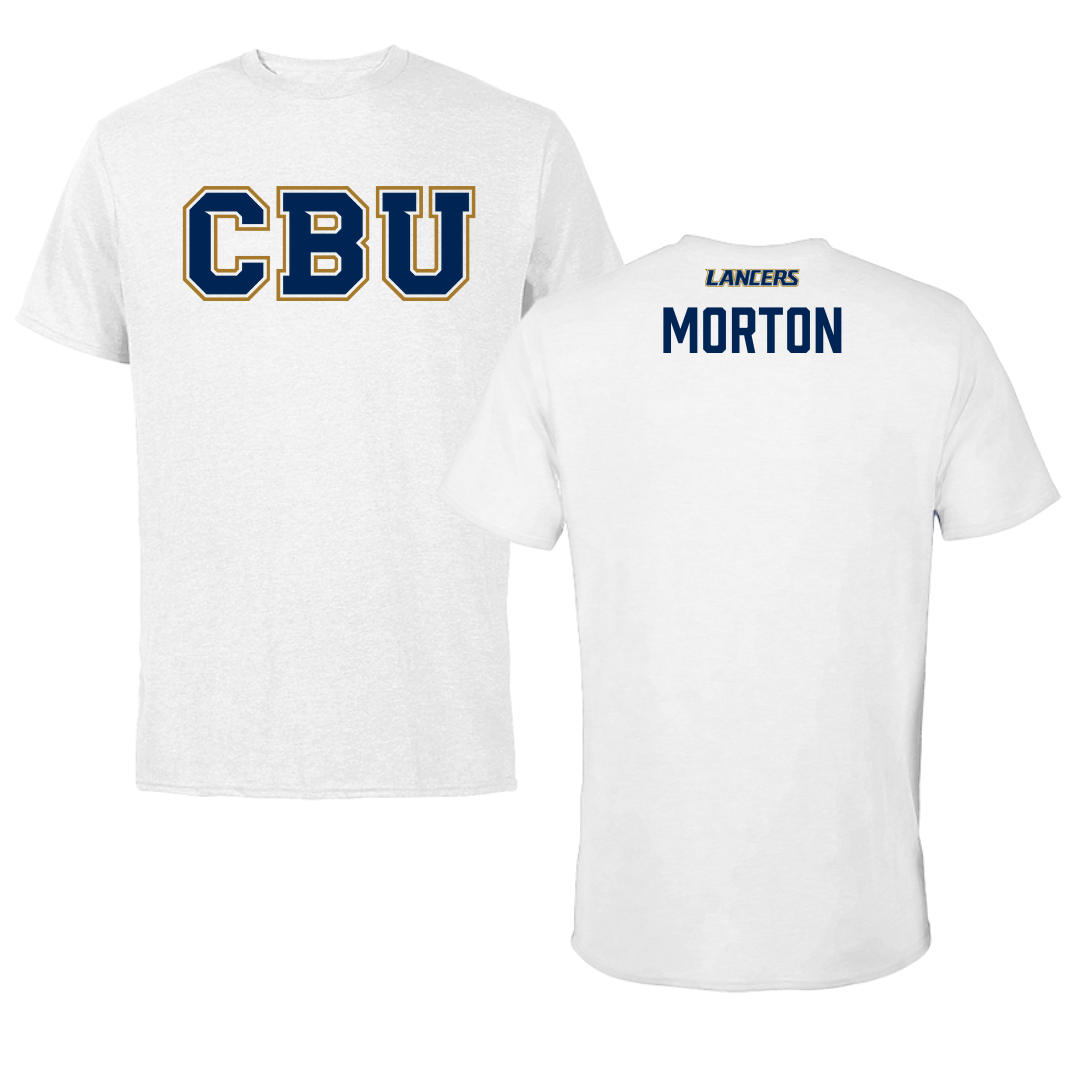 California Baptist University Wrestling White Tee - Drayden Morton