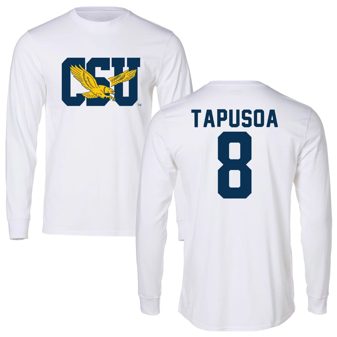 Coppin State University Softball White Long Sleeve - #8 Brooklyn Tapusoa
