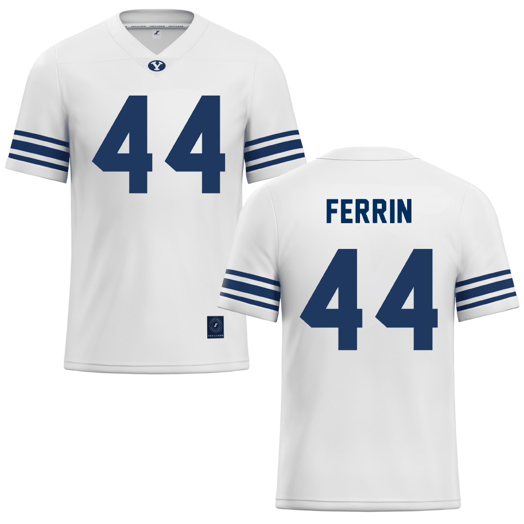 Brigham Young University White Football Jersey - #44 Will Ferrin