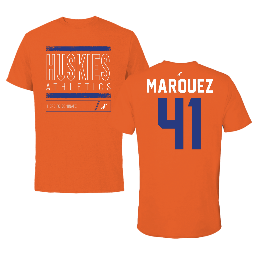 Houston Christian University Baseball Orange Dominate Tee - #41 Alejandro Marquez