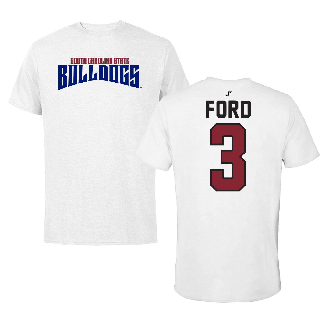 South Carolina State University Basketball White Classic Performance Tee - #3 Monajah Ford
