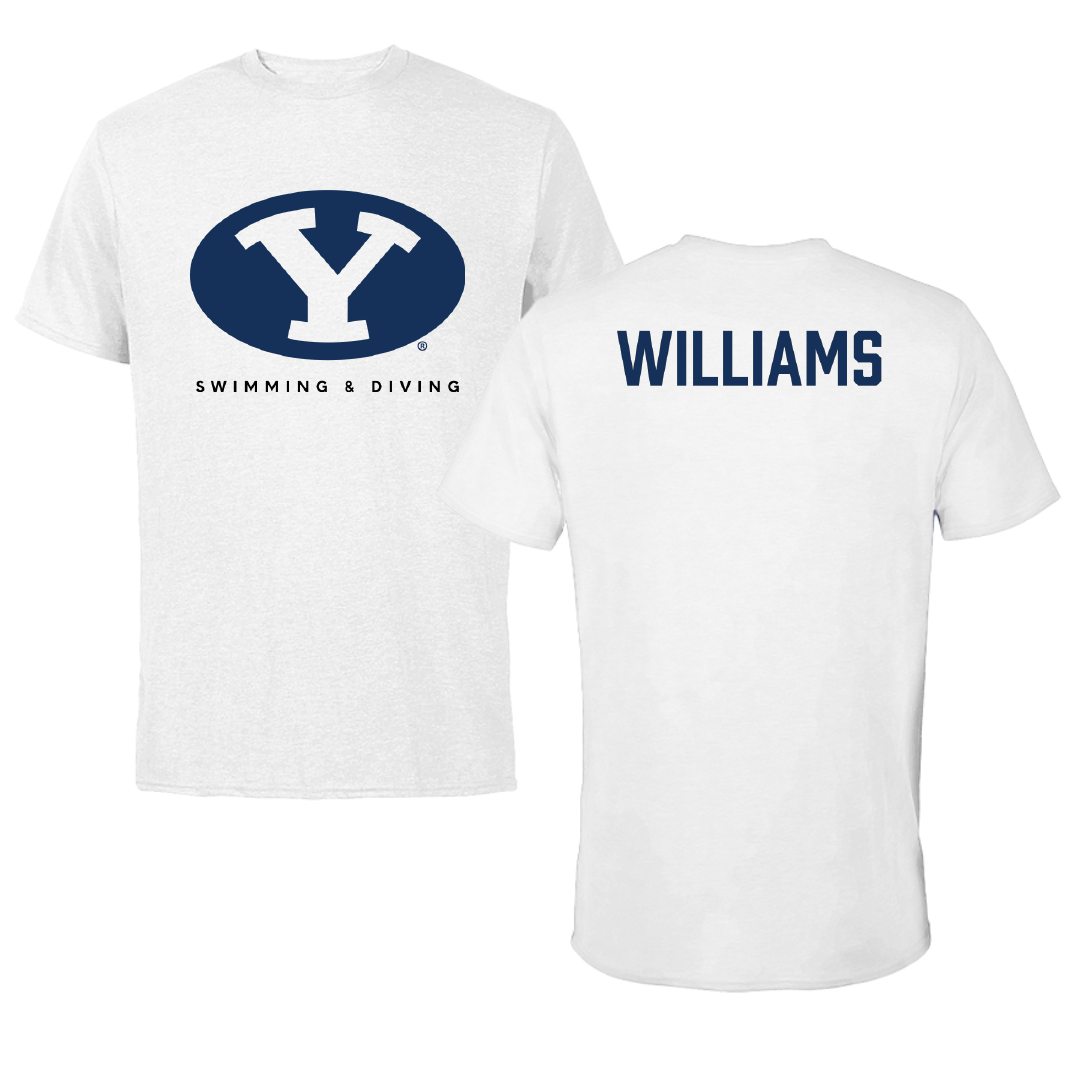 Brigham Young University Swimming & Diving White Performance Tee - Halli Williams