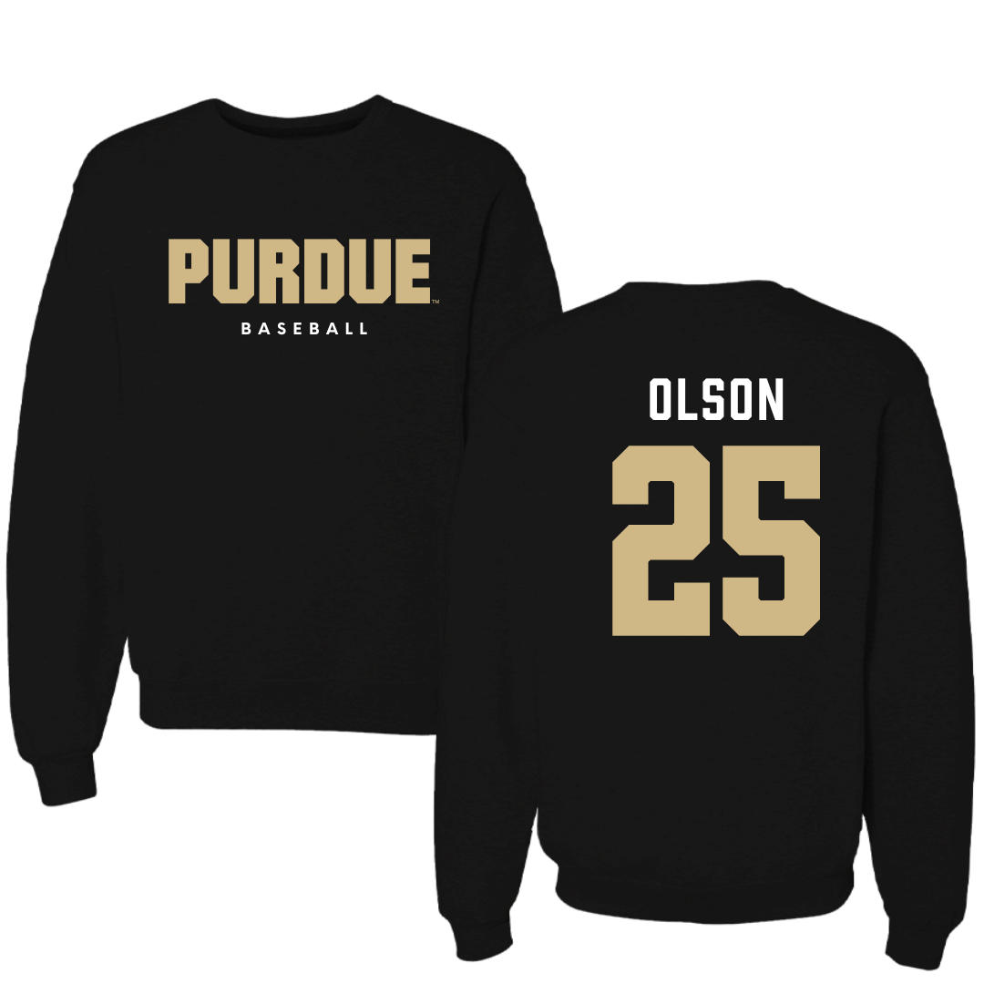 Purdue University Baseball Black Crewneck - #25 Brayden Olson