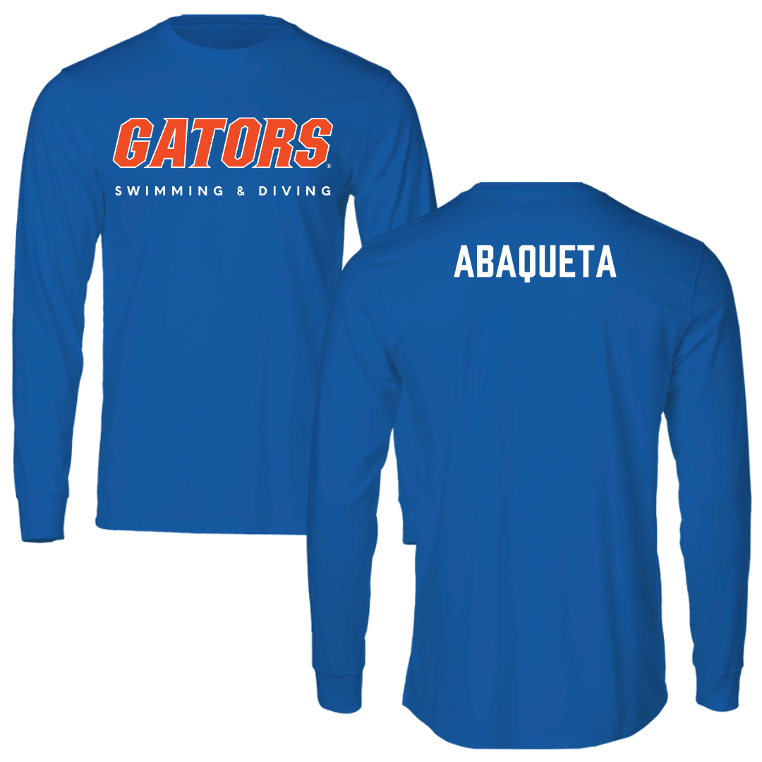 University of Florida Swimming & Diving True Royal Block Performance Long Sleeve - Cameron Abaqueta