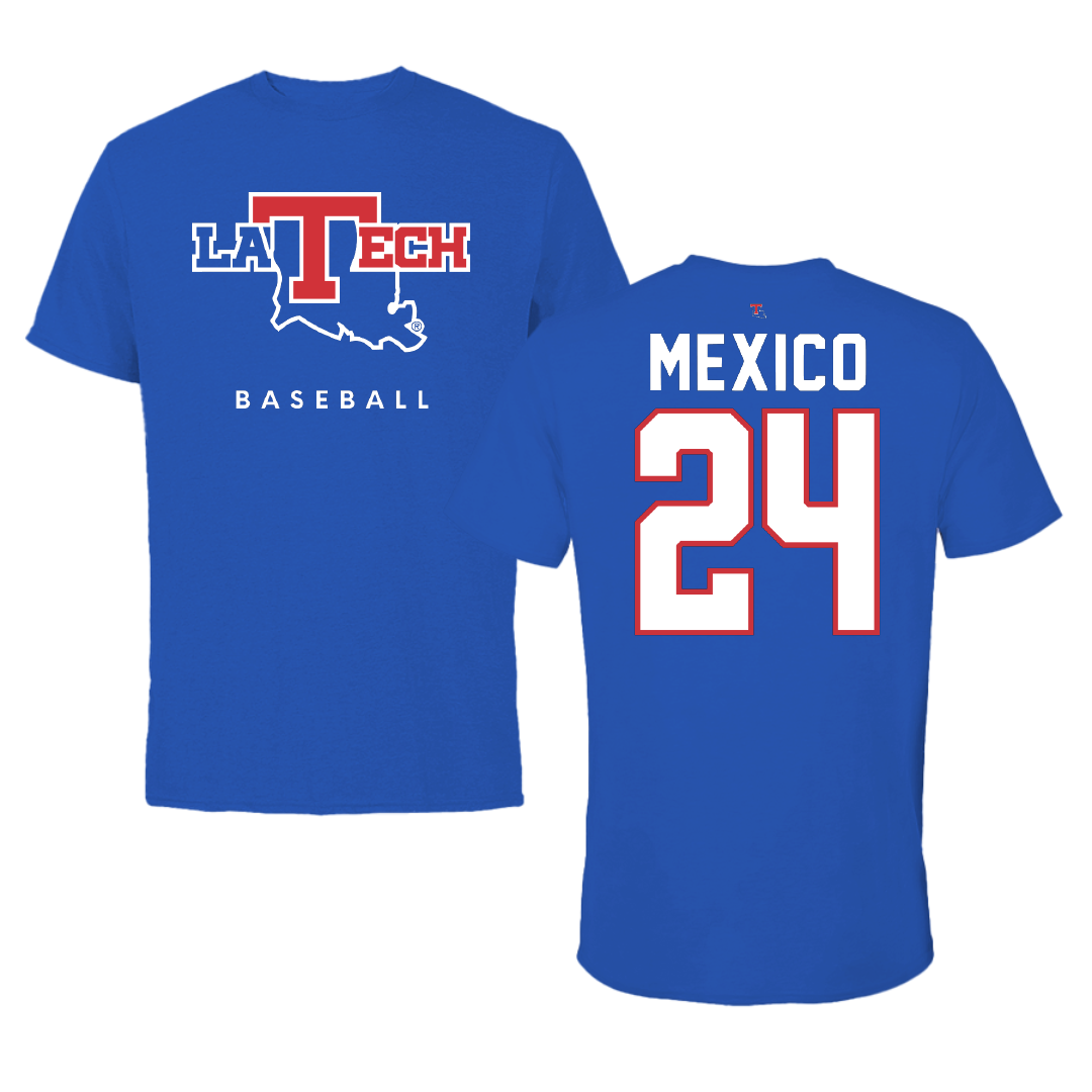 Louisiana Tech University Baseball True Royal Tee - #24 Sebastian Mexico