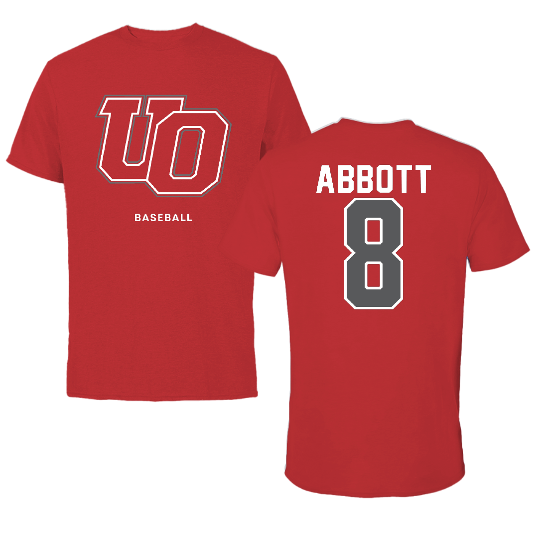 The University of Olivet Baseball Red Tee - #8 Braden Abbott