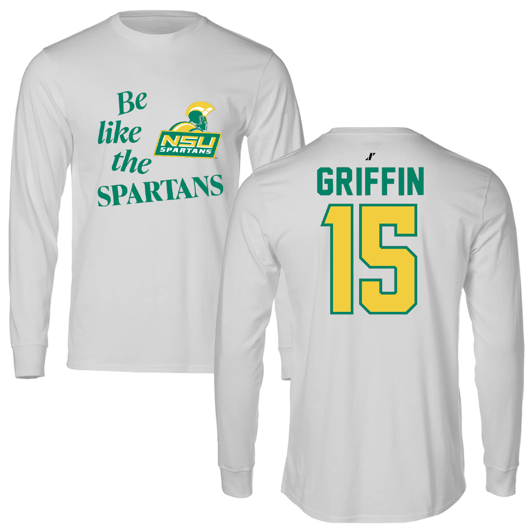 Norfolk State University Football Light Gray Be Like Us Performance Long Sleeve - #15 Jordan Griffin
