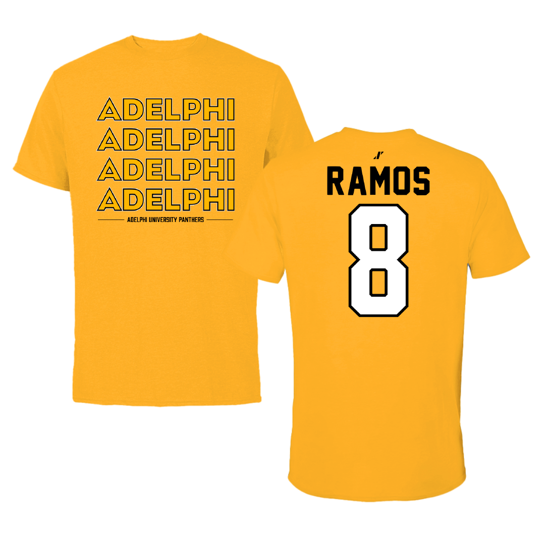 Adelphi University Baseball Gold General Performance Tee - #8 Albert Ramos