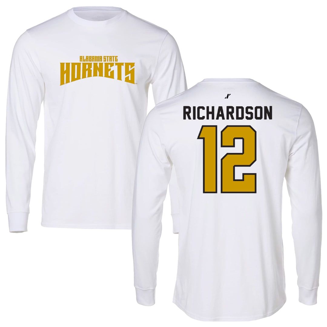 Alabama State University Softball White Classic Performance Long Sleeve - #12 Leah Richardson