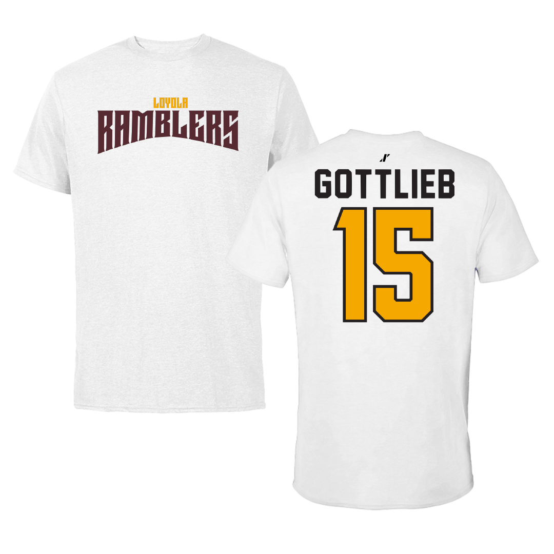 Loyola University-Chicago Volleyball White Classic Performance Tee - #15 Josh Gottlieb