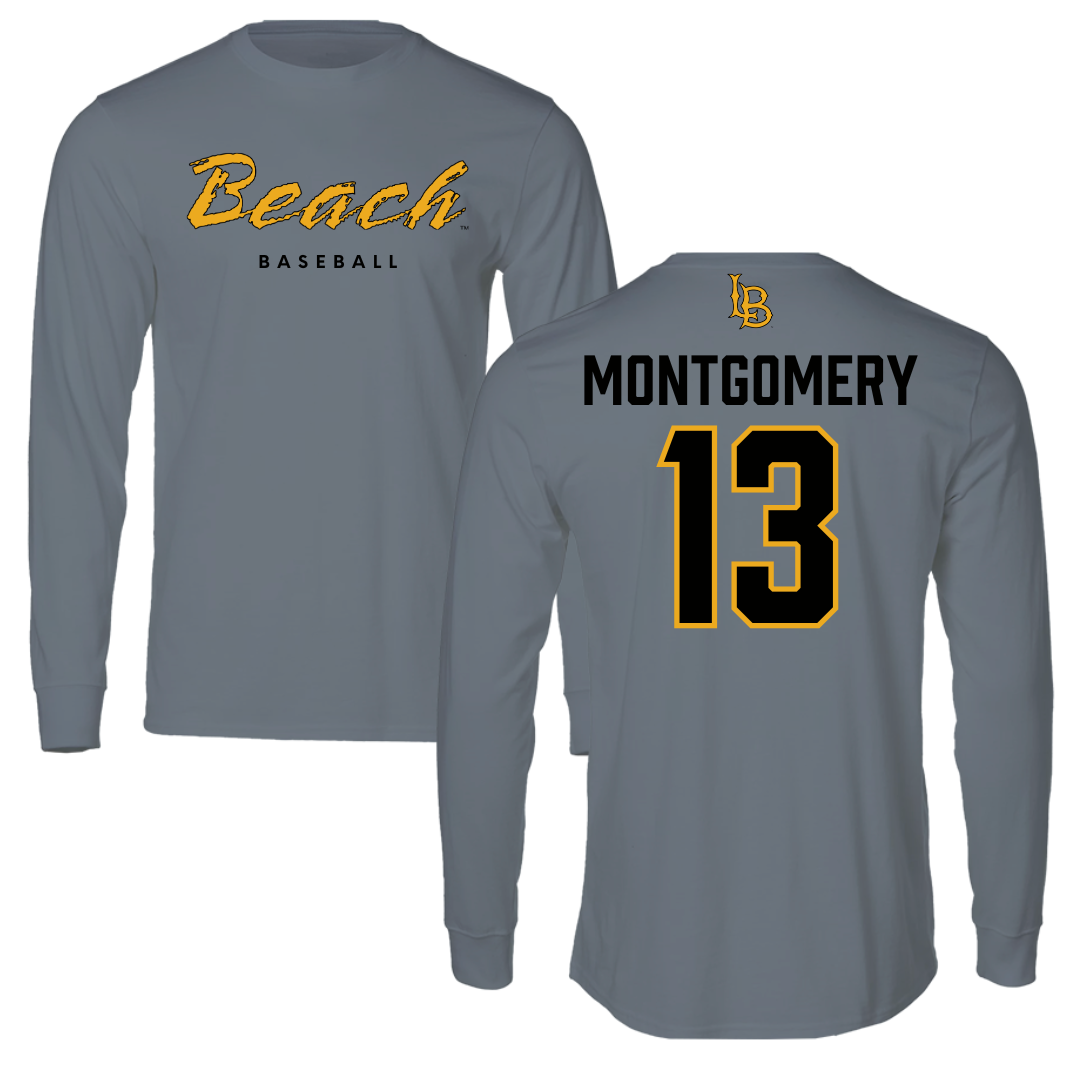 Long Beach State University Baseball Gray Long Sleeve - #13 Kellan Montgomery