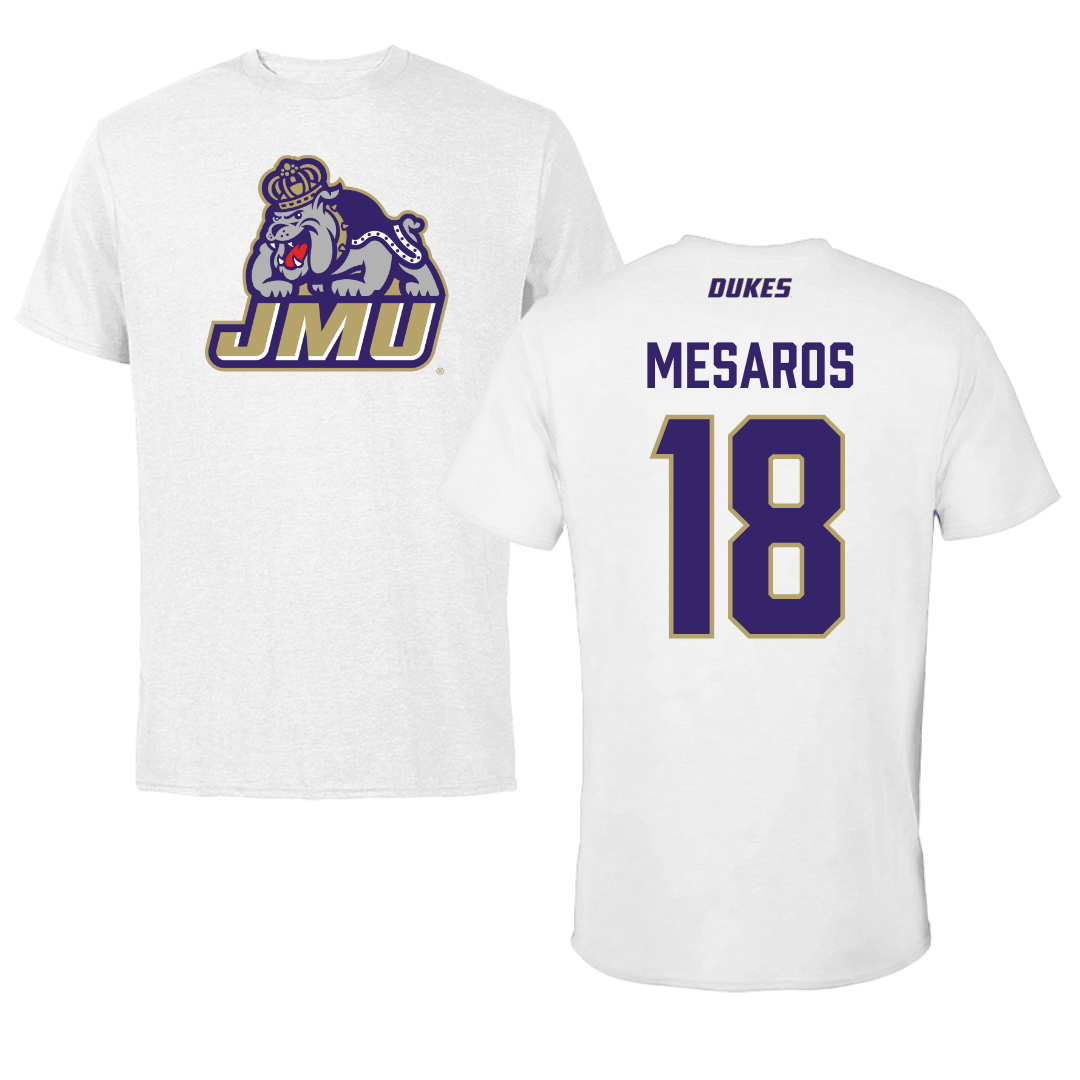James Madison University Softball White Tee - #18 Morgan Mesaros