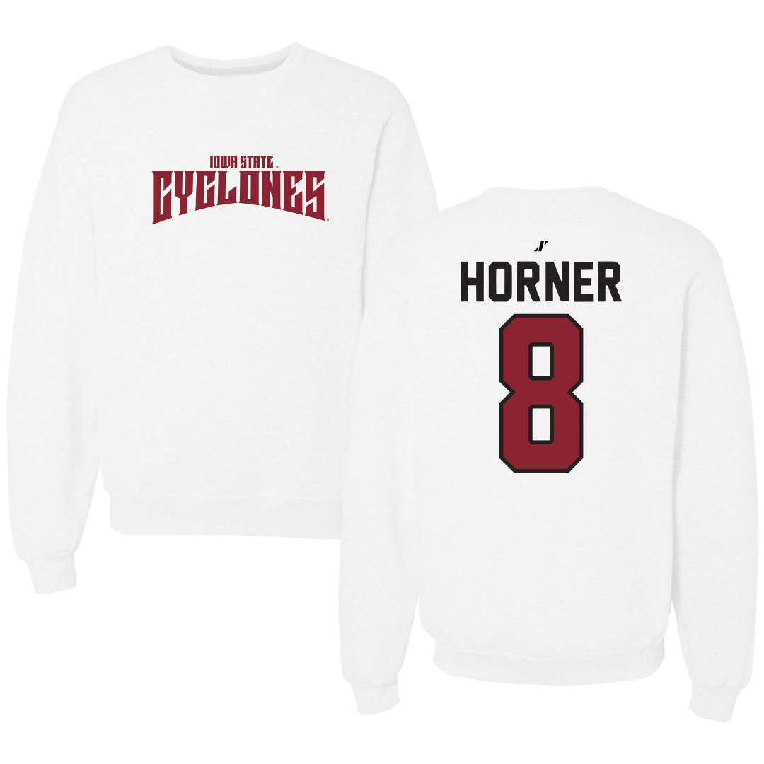 Iowa State University Soccer White Classic Crewneck - #8 Avery Horner
