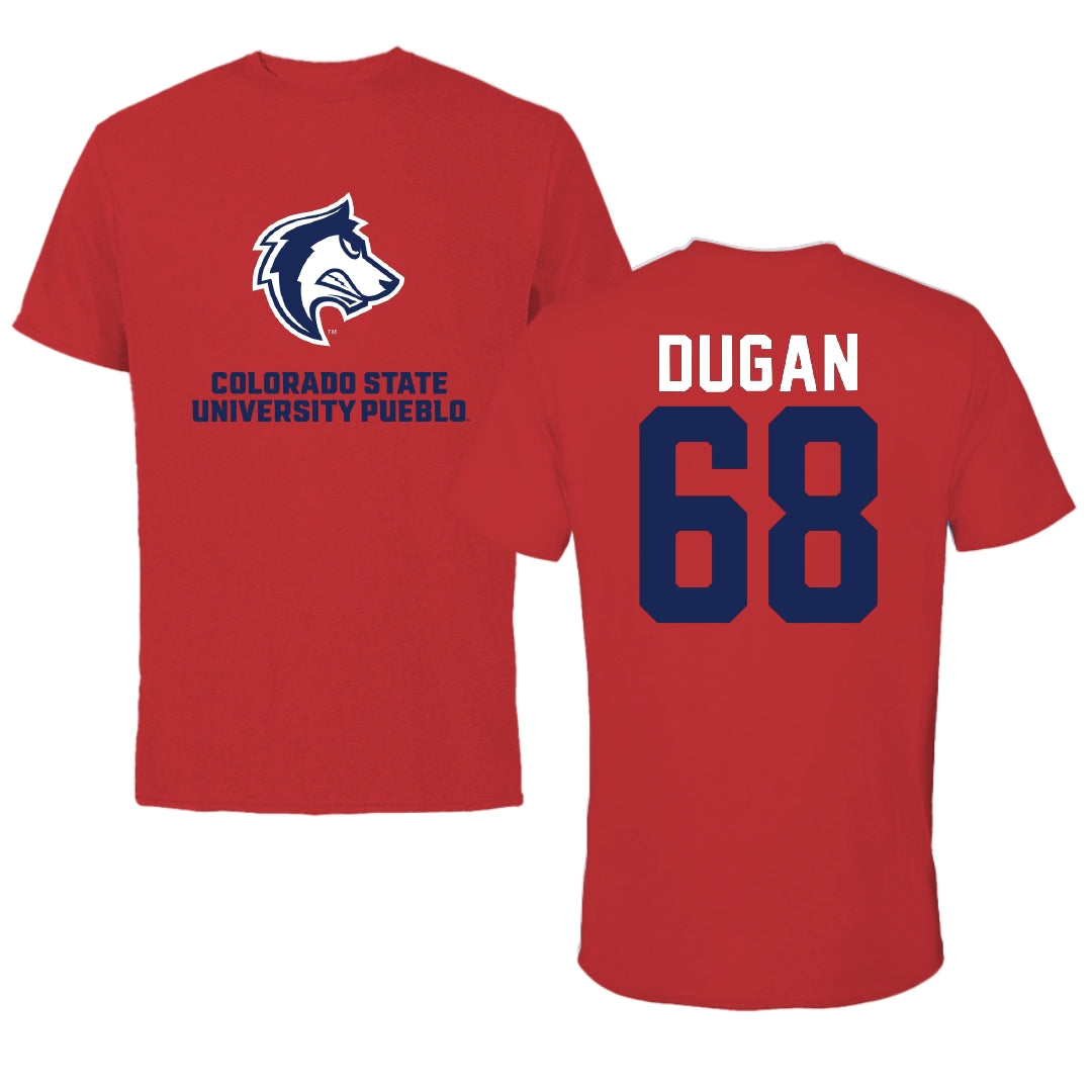 Colorado State University-Pueblo Football Red Tee - #68 Anthony Dugan