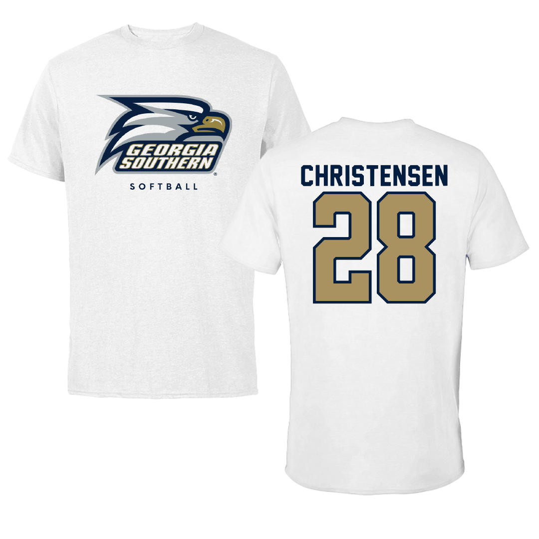 Georgia Southern University Softball White Performance Tee - #28 Kayla Christensen