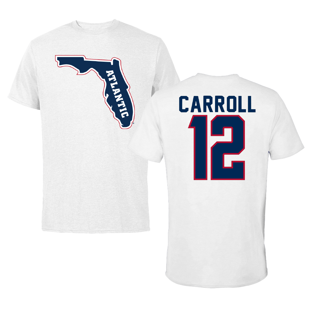 Florida Atlantic University Basketball White Performance Tee - #12 Tre Carroll