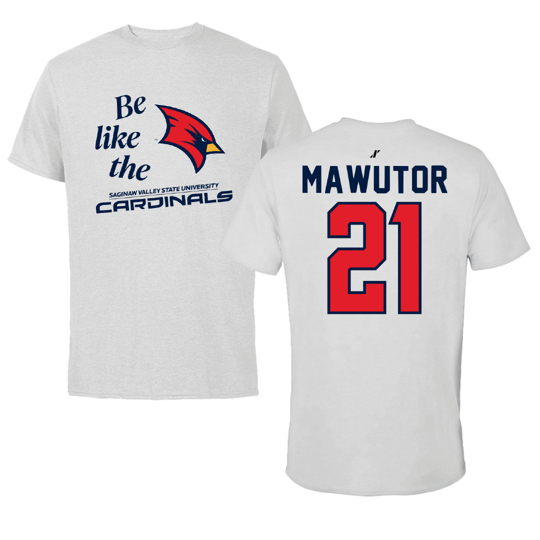 Saginaw Valley State University Basketball Light Gray Be Like Us Performance Tee - #21 Richmond Mawutor