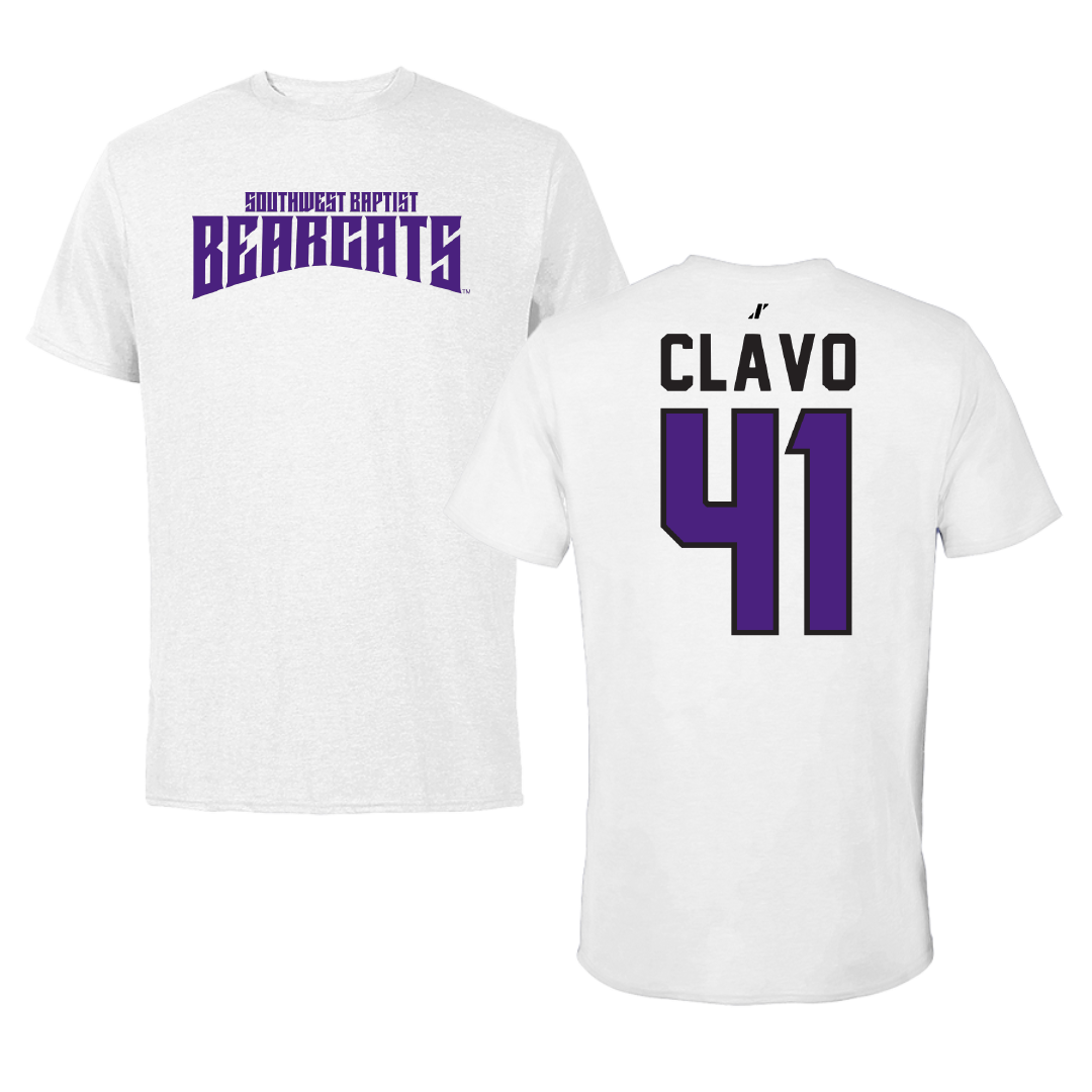 Southwest Baptist University Soccer White Classic Tee - #41 Karlos Clavo