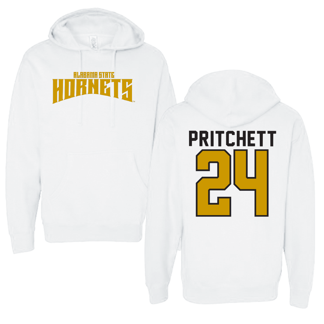 Alabama State University Soccer White Classic Hoodie - #24 Ania Pritchett