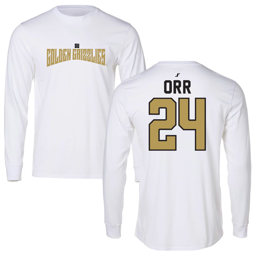 Oakland University Baseball White Classic Performance Long Sleeve - #24 Aidan Orr