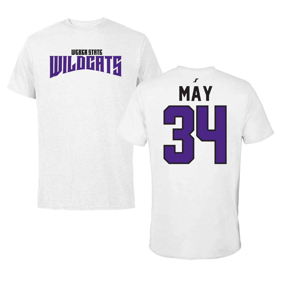 Weber State University Football White Classic Tee - #34 Colter May