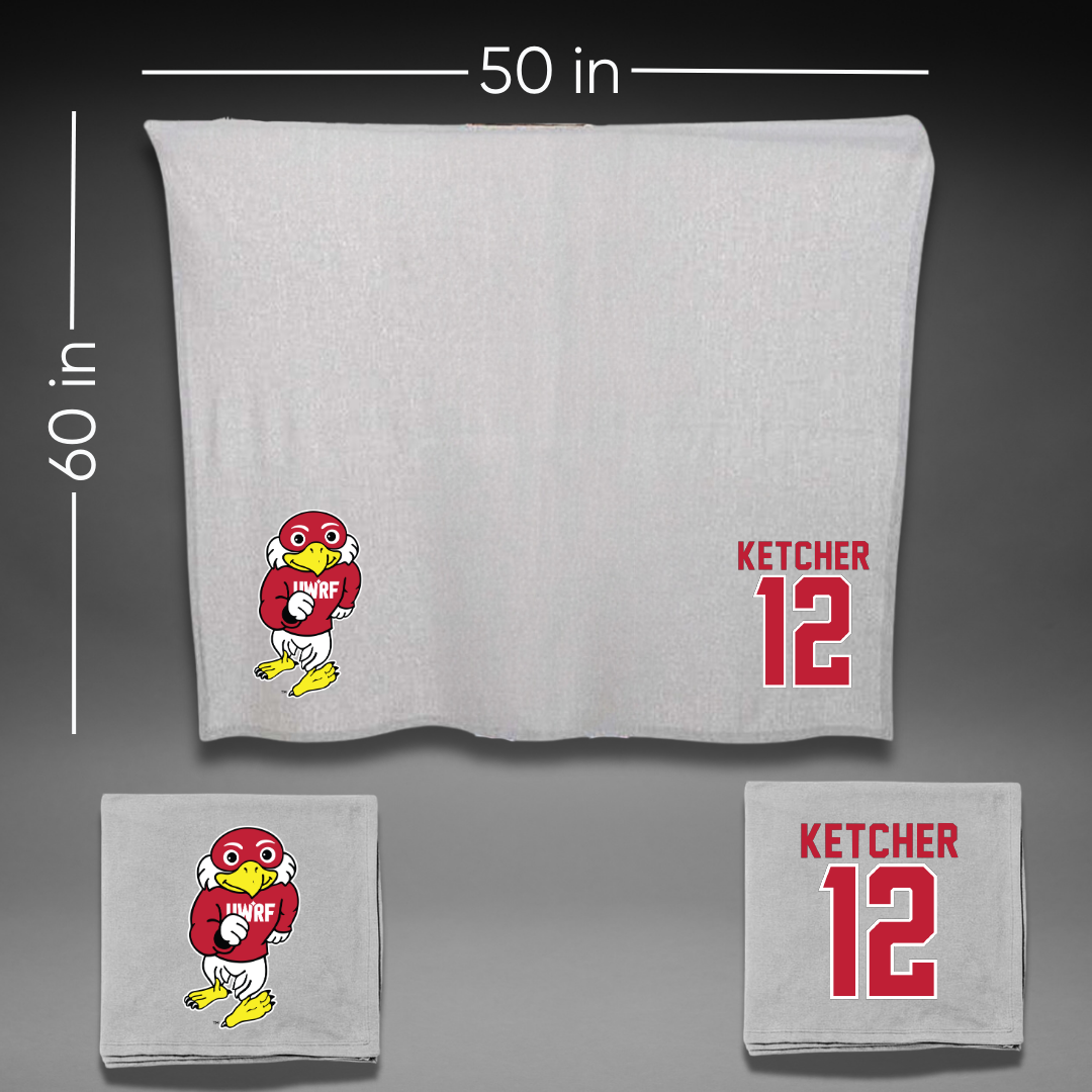 University of Wisconsin-River Falls Soccer Gray Blanket - #12 Ellie Ketcher