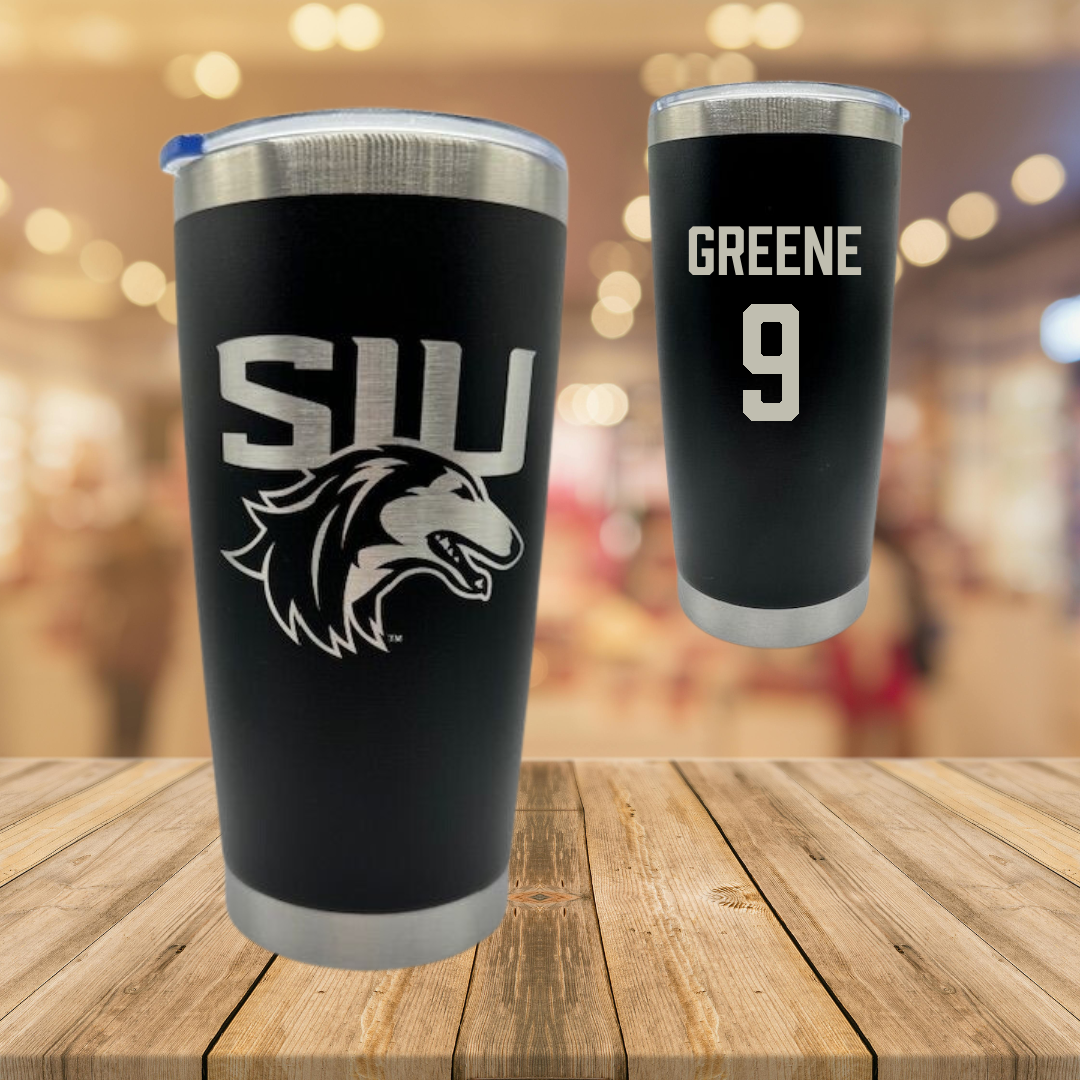 Southern Illinois University at Carbondale Football Black Stainless Steel Tumbler - #9 Dewey Greene