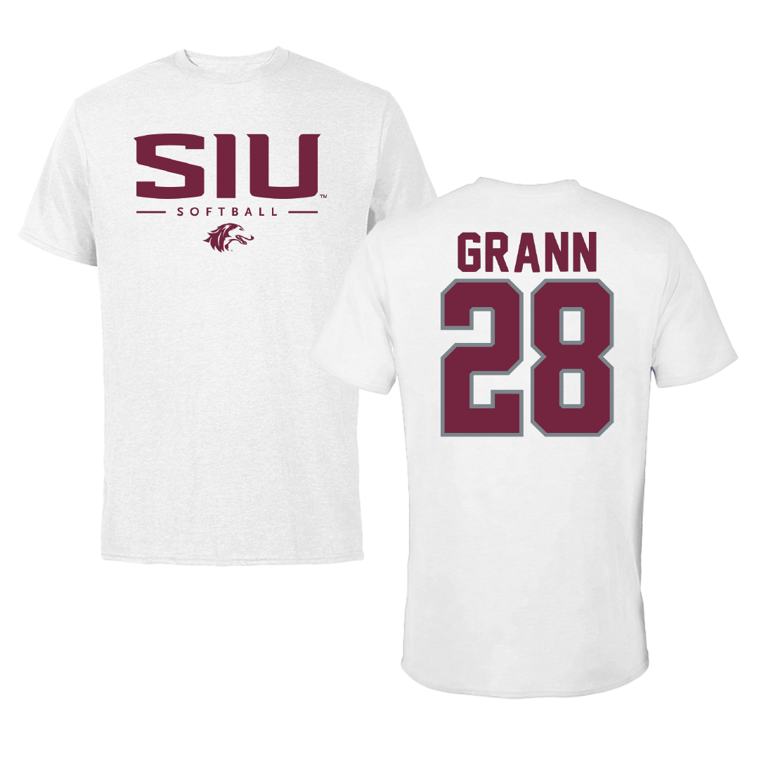 Southern Illinois University at Carbondale Softball White Tee - #28 Sage Grann