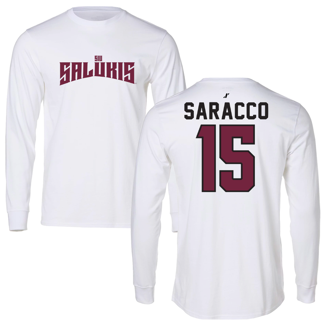 Southern Illinois University at Carbondale Basketball White Classic Performance Long Sleeve - #15 Madisyn Saracco