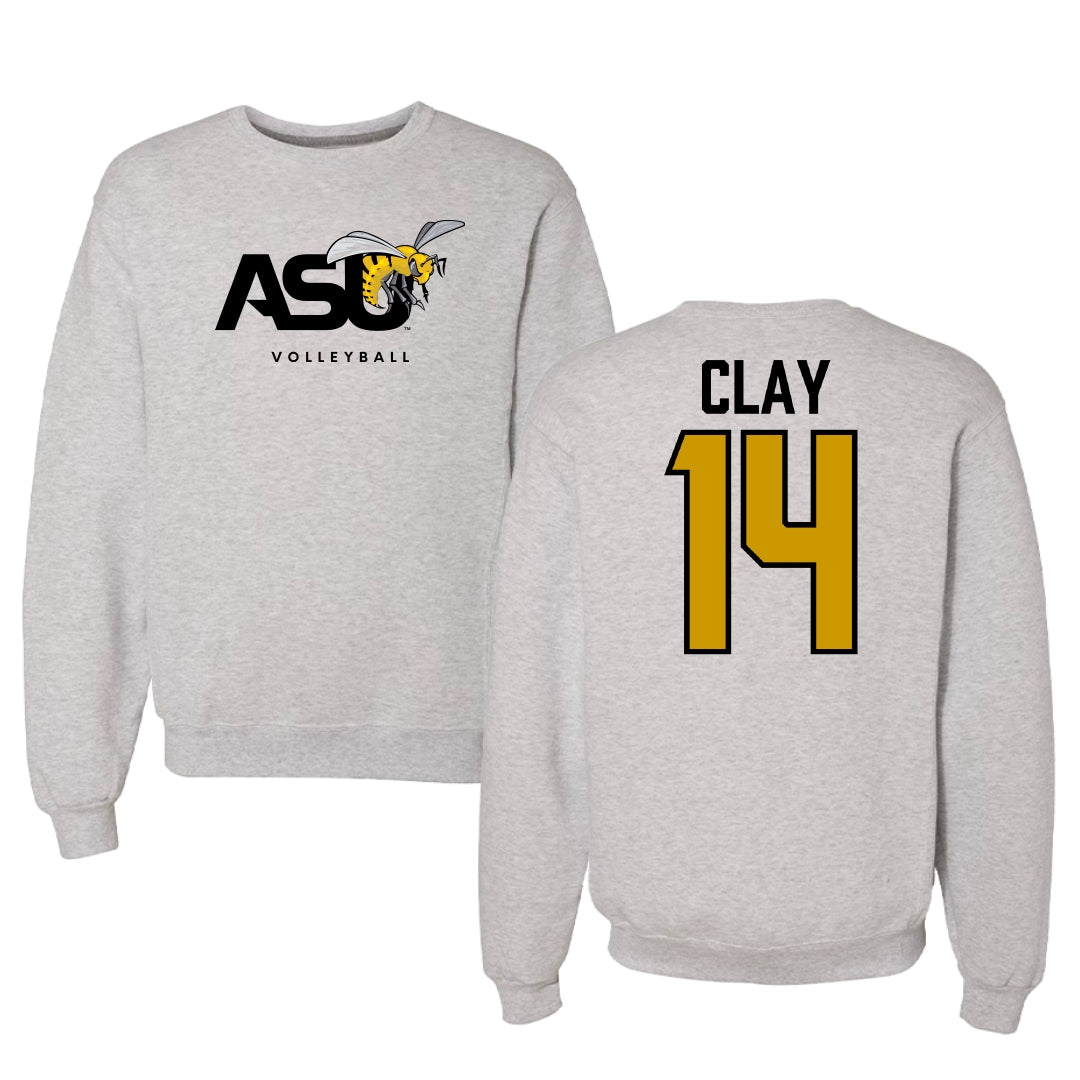 Alabama State University Volleyball Light Gray Crewneck - #14 Kamrynn Clay