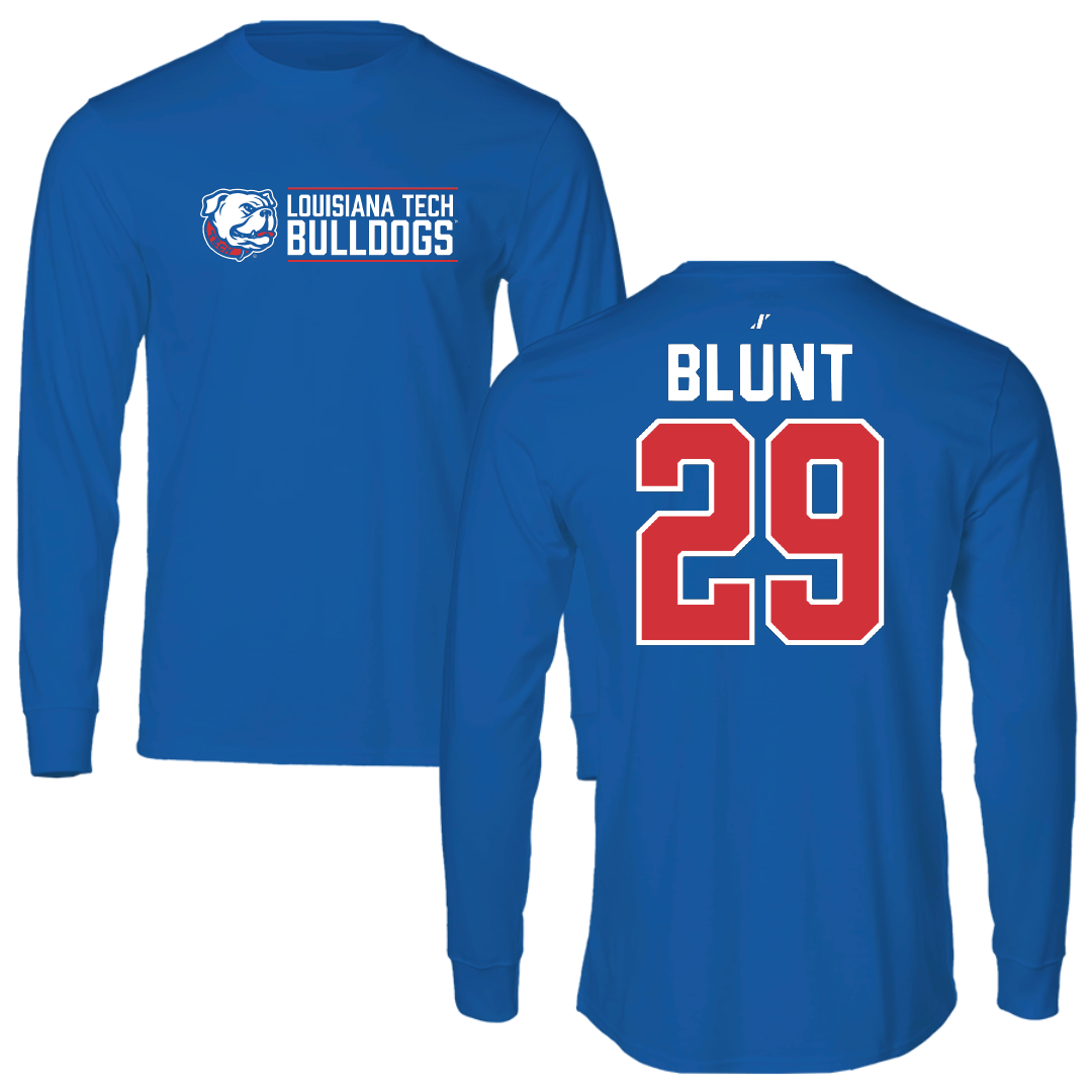 Louisiana Tech University Football Blue General Performance Long Sleeve - #29 DeMardrick Blunt