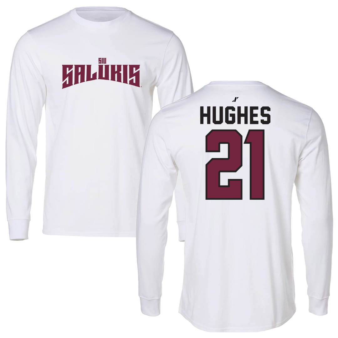 Southern Illinois University at Carbondale Basketball White Classic Long Sleeve - #21 Seairra Hughes