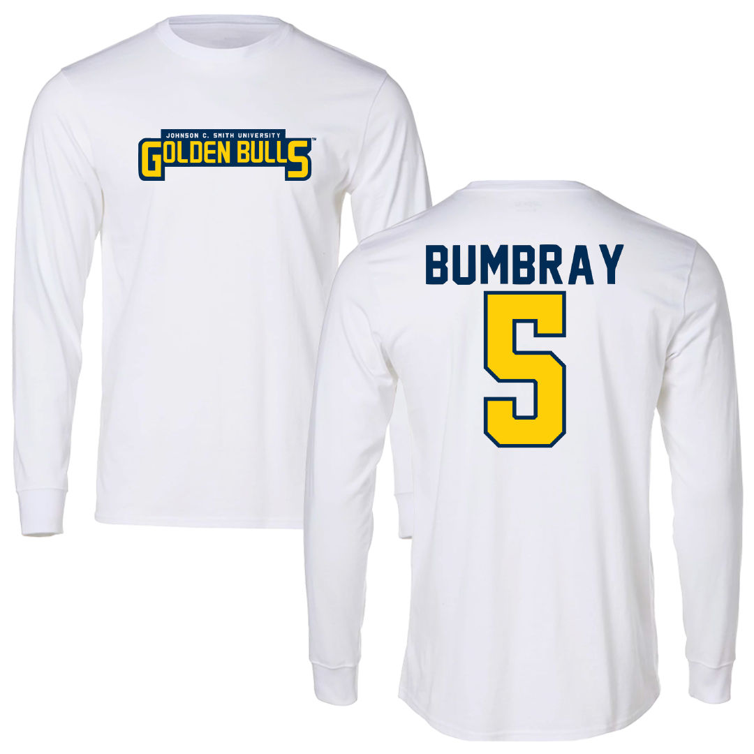 Johnson C. Smith University Basketball White Performance Long Sleeve - #5 Justin Bumbray